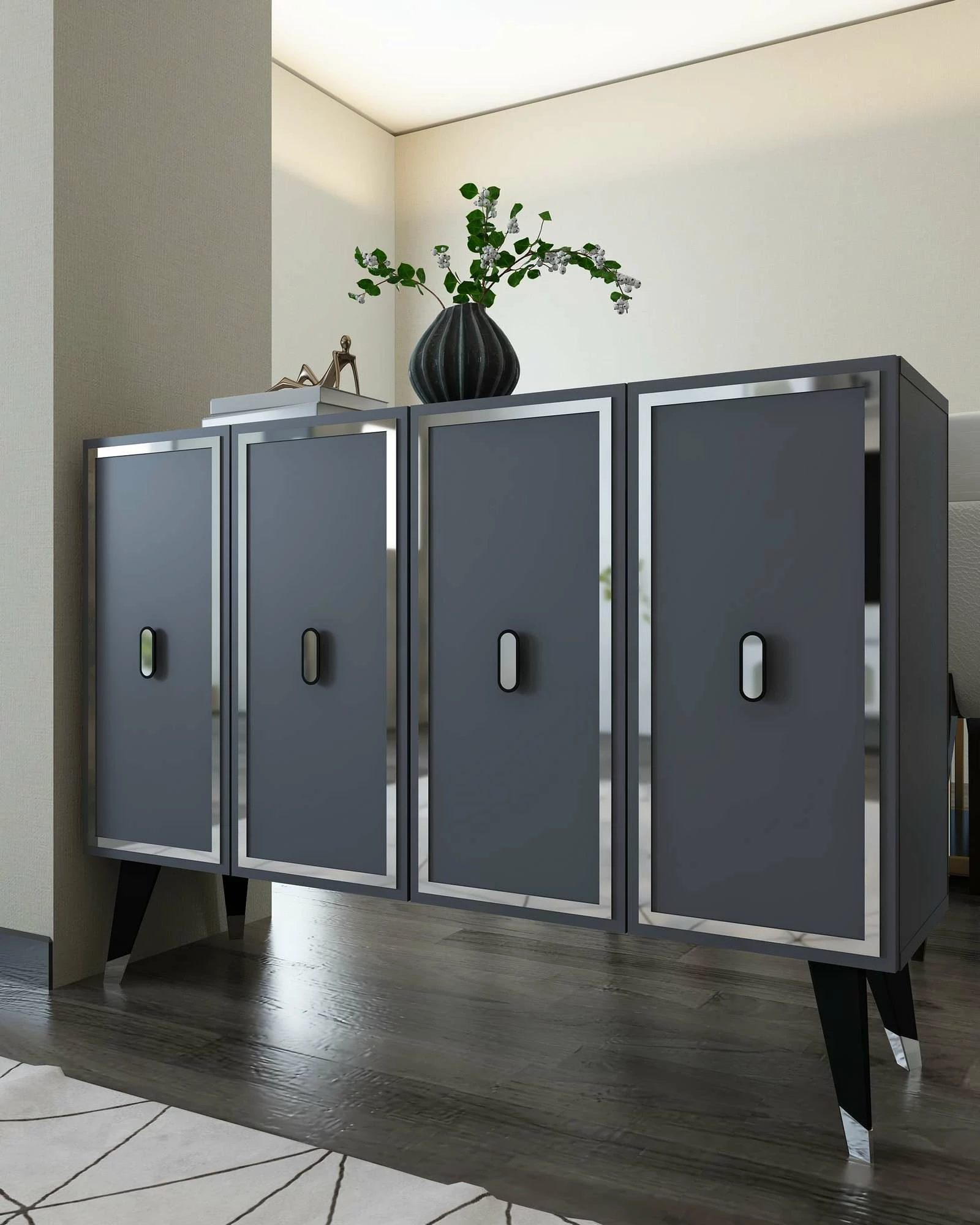 Konsol Skye Decor, anthracite, e zezë, argjend, 8173KM-32