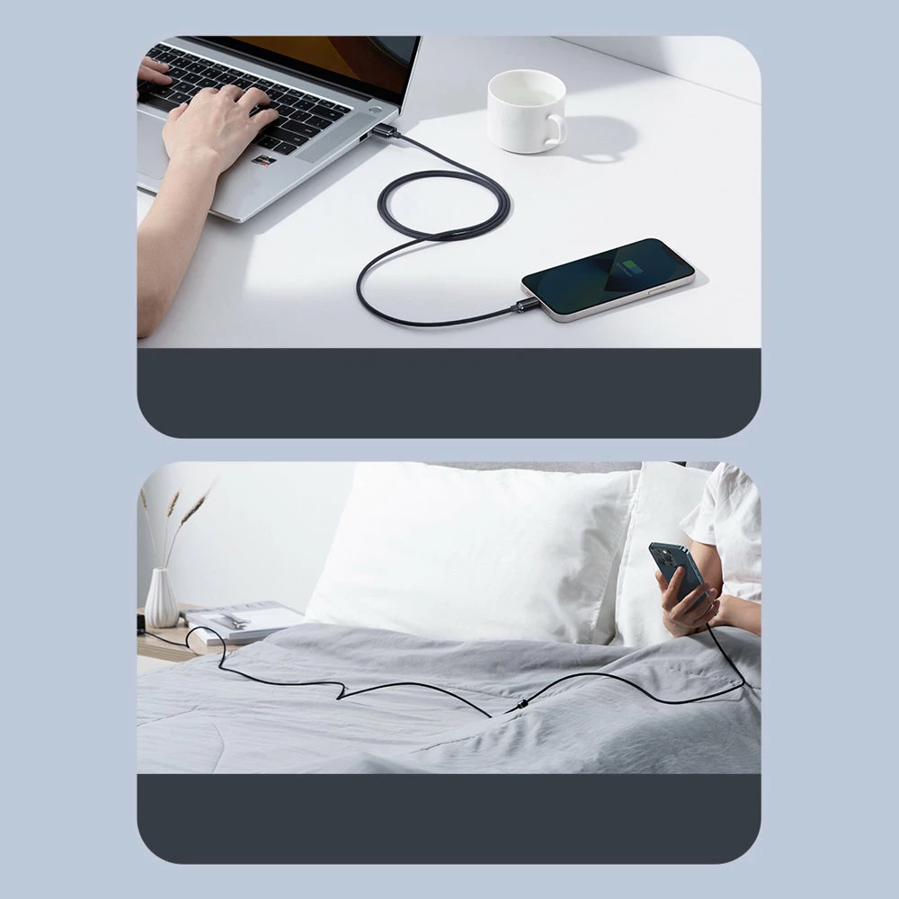 Kabllo Baseus Crystal Shine, USB-A në Lightning, 1.2m, 2.4A, Kaltër