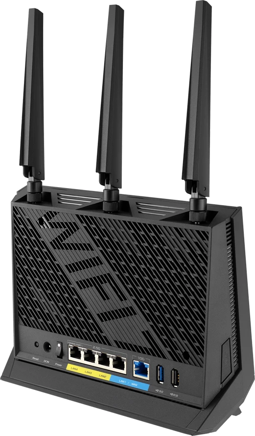 Ruter gaming ASUS RT-BE86U BE6800 WiFi 7 dy-bandësh, port 10G + 4x2.5G, i zi
