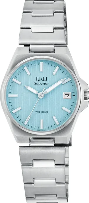 Orë dore Q&Q S22A-004VY, e argjendtë/kaltër