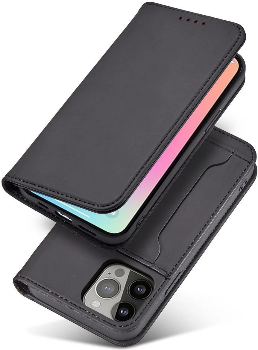Mbështjellës Hurtel Magnet Card Case për Samsung Galaxy S23+, flip cover, portofol, i zi