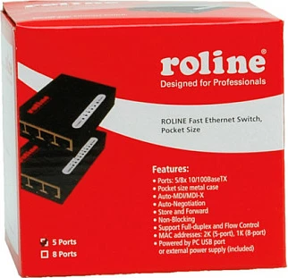 Switch ROLINE Fast Ethernet 5-Port, pocket size, metalik