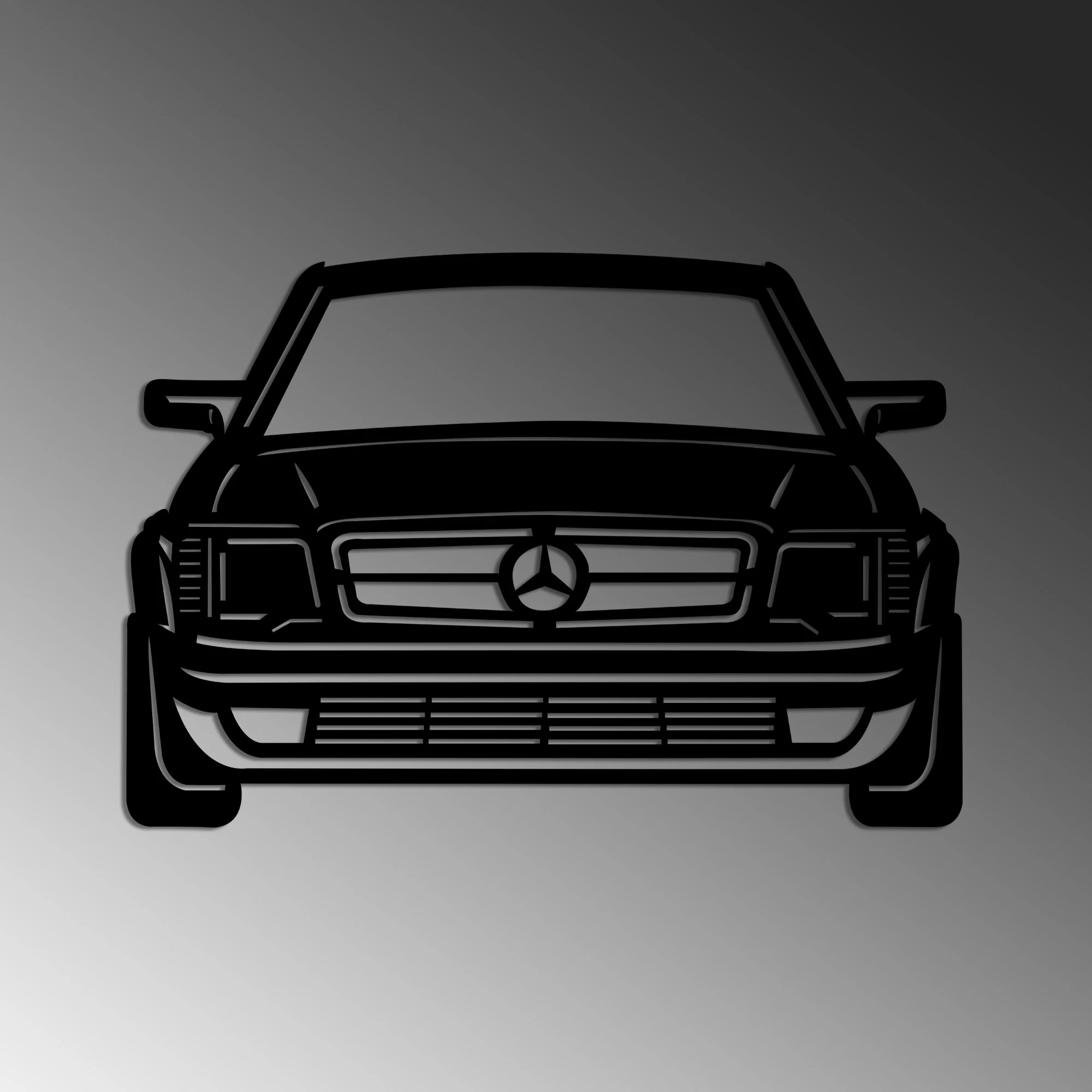 Aksesor dekorativ metalik për mur, Wallity, Mersedes Benz AMG 80S, ngjyrë e zezë, 60x42cm