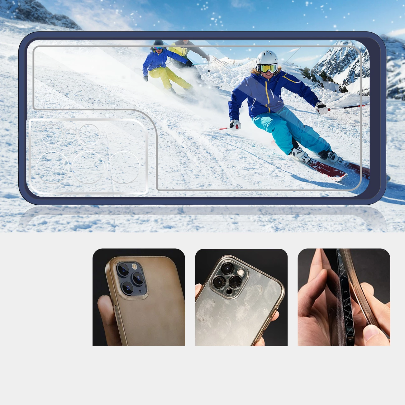 Mbështjellës Hurtel Clear 3in1 për Samsung Galaxy S23 Ultra, kornizë kaltër, transparent