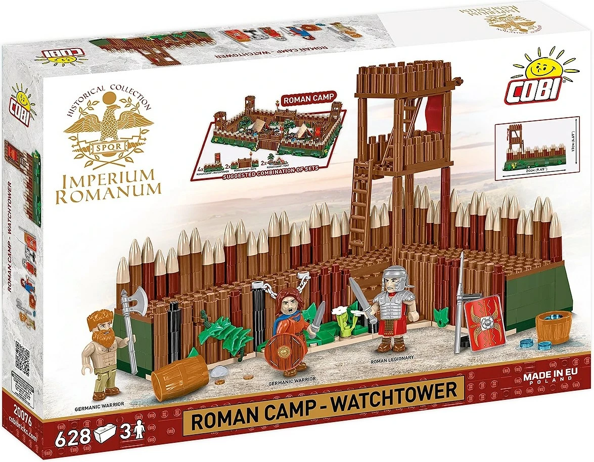 Set blloqe ndërtimi, Cobi, COBI-20076 Roman Camp Watchtower, 628 pjesë, 3 figurina, 8+