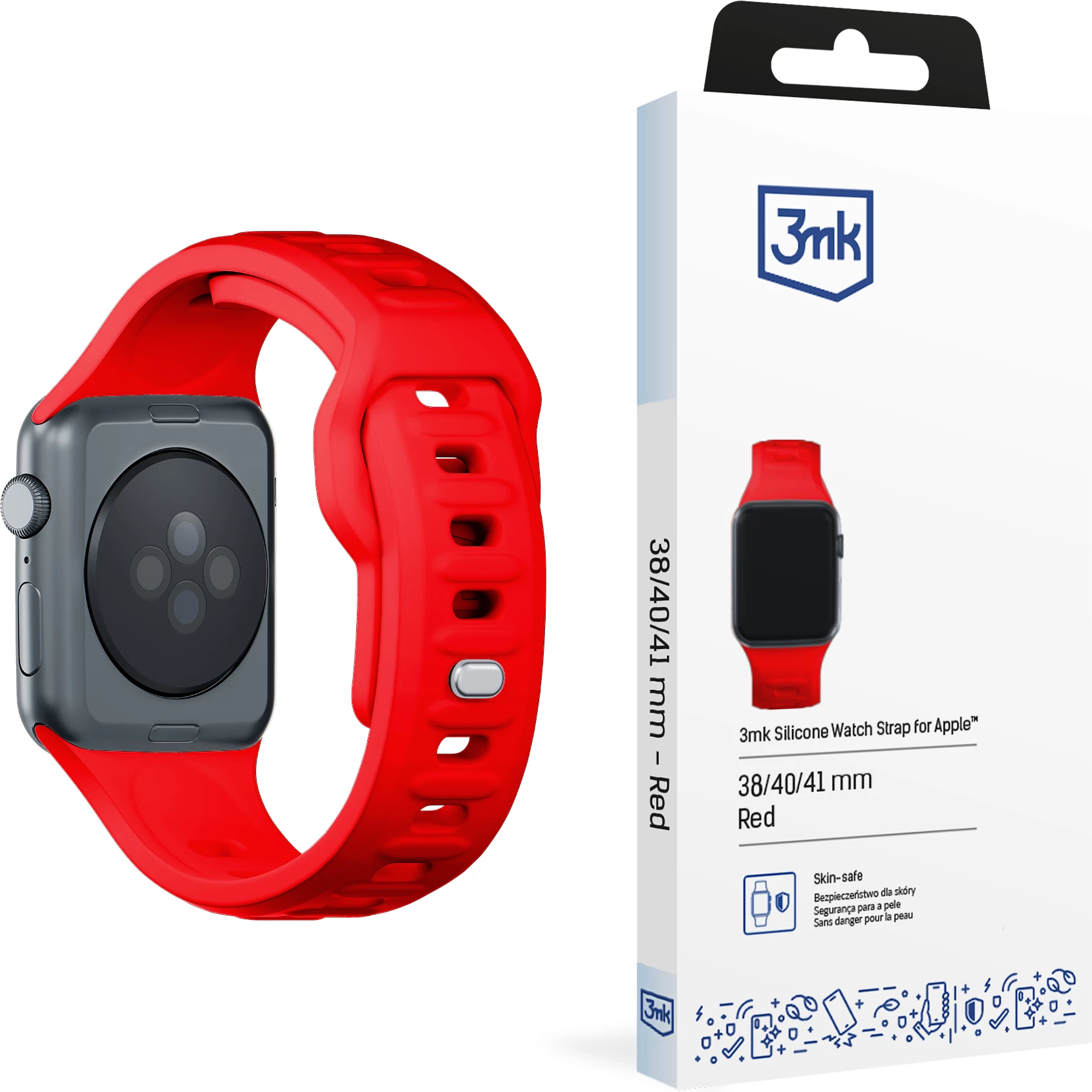 Rrip silikoni për Apple Watch 3mk, 38/40/41mm, Kuq