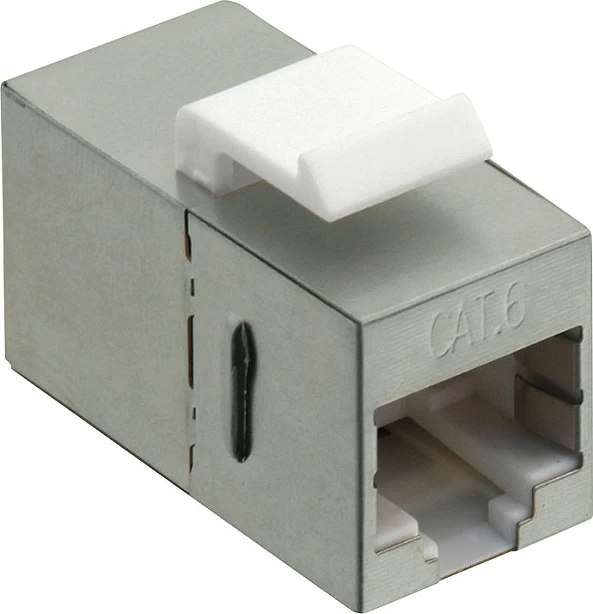 Lidhës Keystone LogiLink Cat.6 STP, 2xRJ45, metalik/bardhë