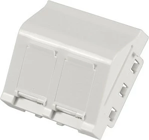 Pllakë qendrore EFB Elektronik 45x45mm për 2x Keystone RJ-45, dalje e pjerrët, e bardhë