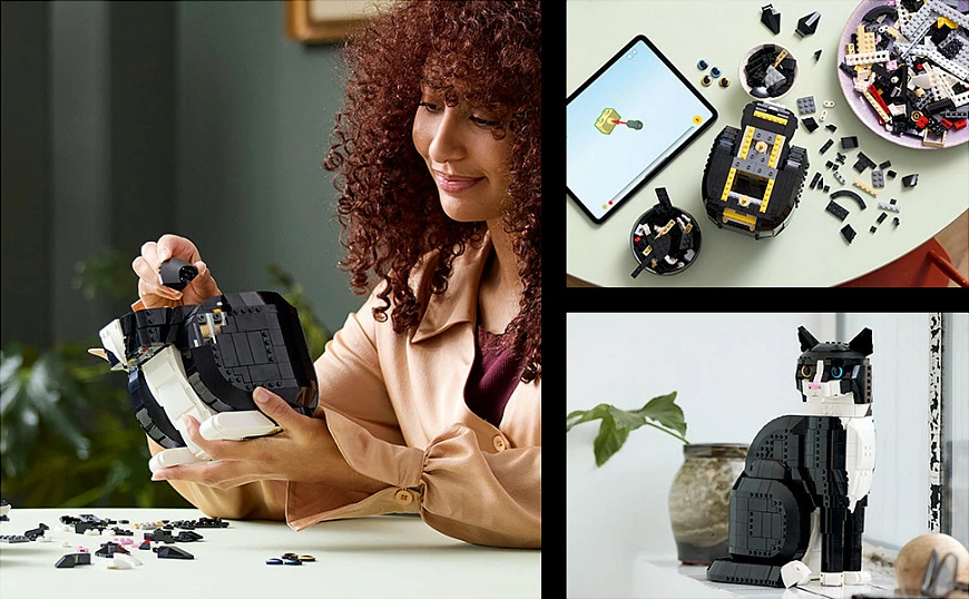 Set ndërtimi LEGO Ideas Tuxedo Cat 21349, 1710 pjesë, 18+, zi/bardhë