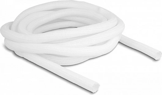 Mëngë e thurur për kabllo DeLOCK, vetë-mbyllëse, 5 m x 16 mm, poliester, e bardhë