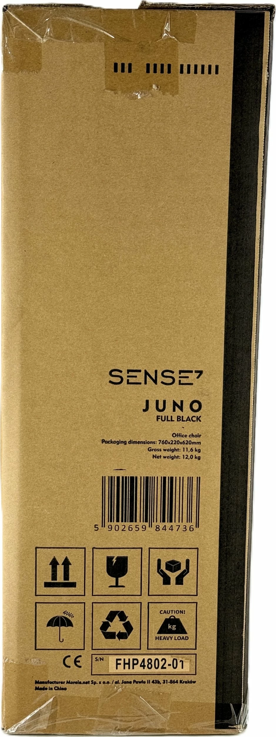 Karrige zyre SENSE7 Juno, rrotulla, mekanizëm Tilt, rrjetë mesh, deri 130 kg, e zezë