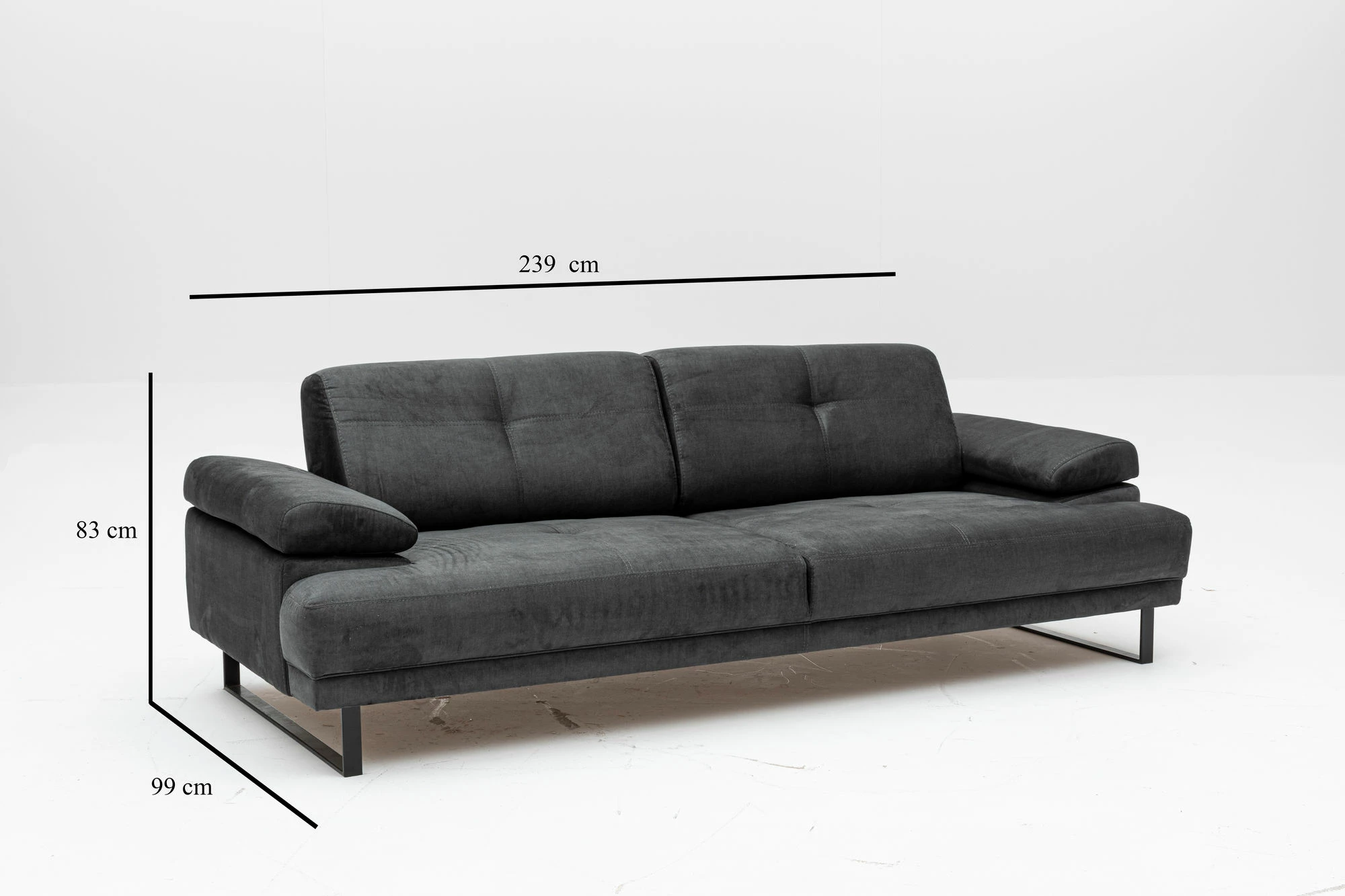 Divan-krevat 3 vendësh, Atelier del Sofa, Mustang, antracit