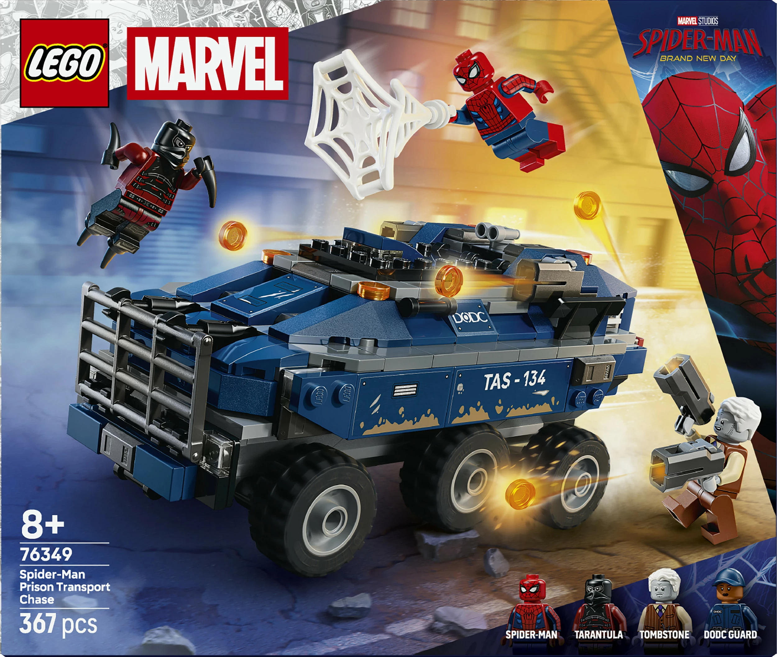 Set ndërtimi LEGO Marvel 76349 Spider-Man Prisoner Transport Chase, 367 pjesë, multikolor