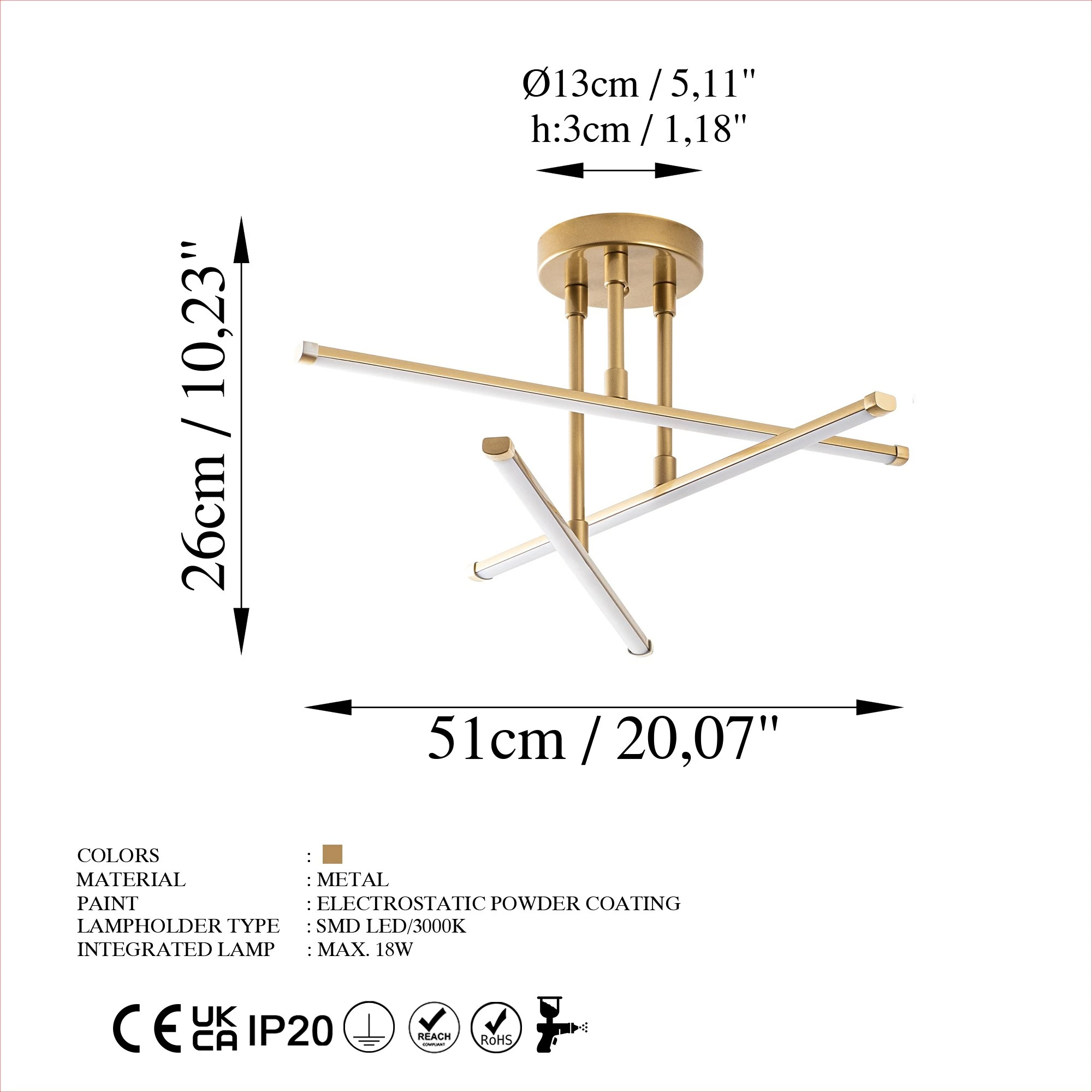 Llambadar Opviq, Ledflower-13650, ngjyrë ari