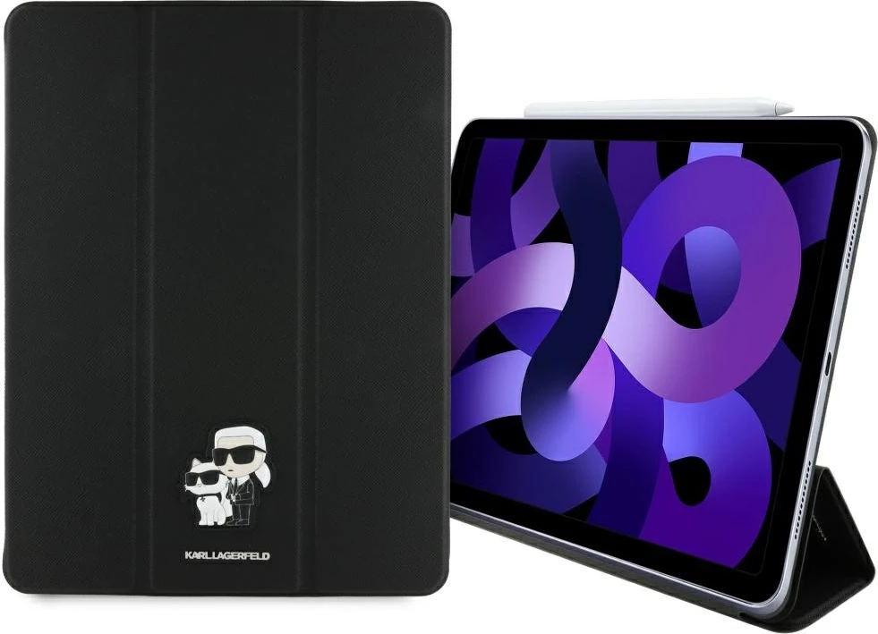 Mbështjellës Karl Lagerfeld Saffiano Magnetic Karl & Choupette për iPad Air 13" 2024, i zi