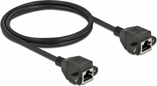 Kabllo zgjatëse rrjeti DeLOCK Cat6a S/FTP RJ45 femër-femër, 1 m, e zezë