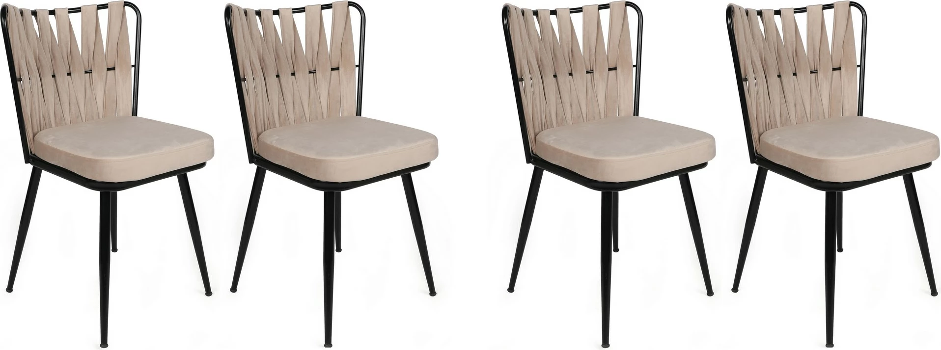 Set karrigesh (4 copë) Hanah Home, Kuşaklı-221 V4, krem dhe e zezë