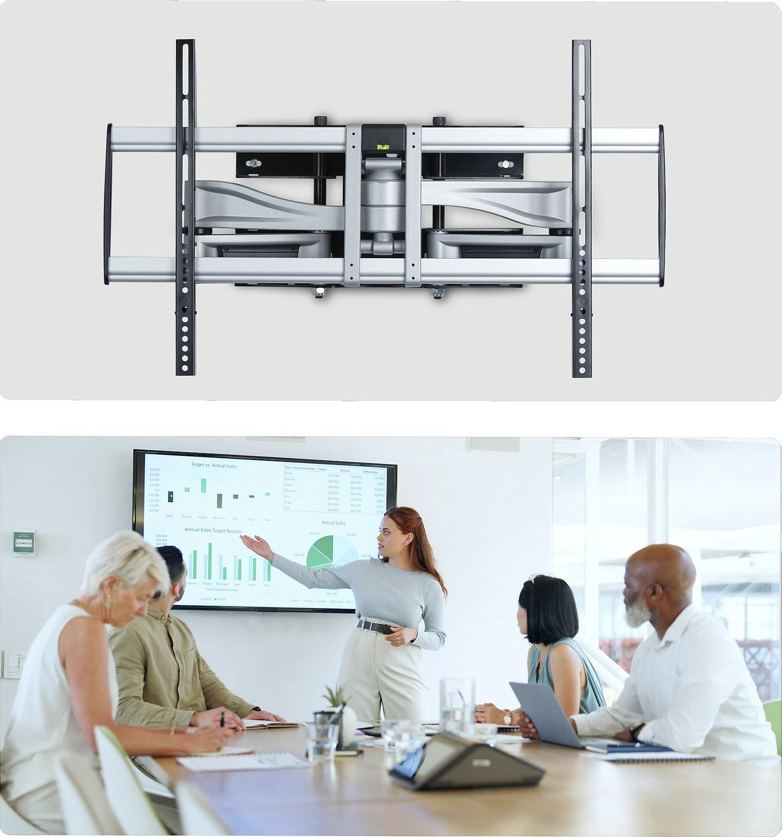 Mbajtëse muri për TV StarTech, 32-100", deri 85 kg, VESA 200x200+, full-motion, e zezë