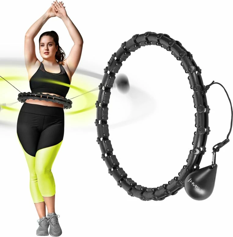 Set hula hop me peshë dhe rrip beli HMS HHW11 BR163, të zeza, plus size