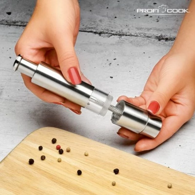 Mulli kripë dhe piper PROFICOOK PC-PSM 1160, argjendtë, set 2 copë