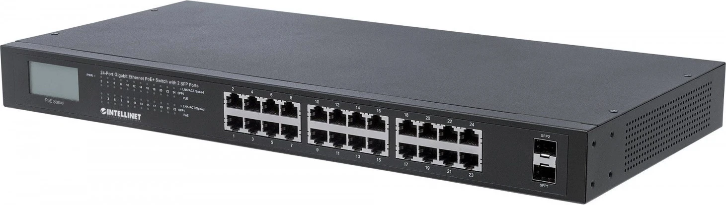 Switch Intellinet 561242, 24x RJ45 PoE+ 370W, 2x SFP, ekran LCD