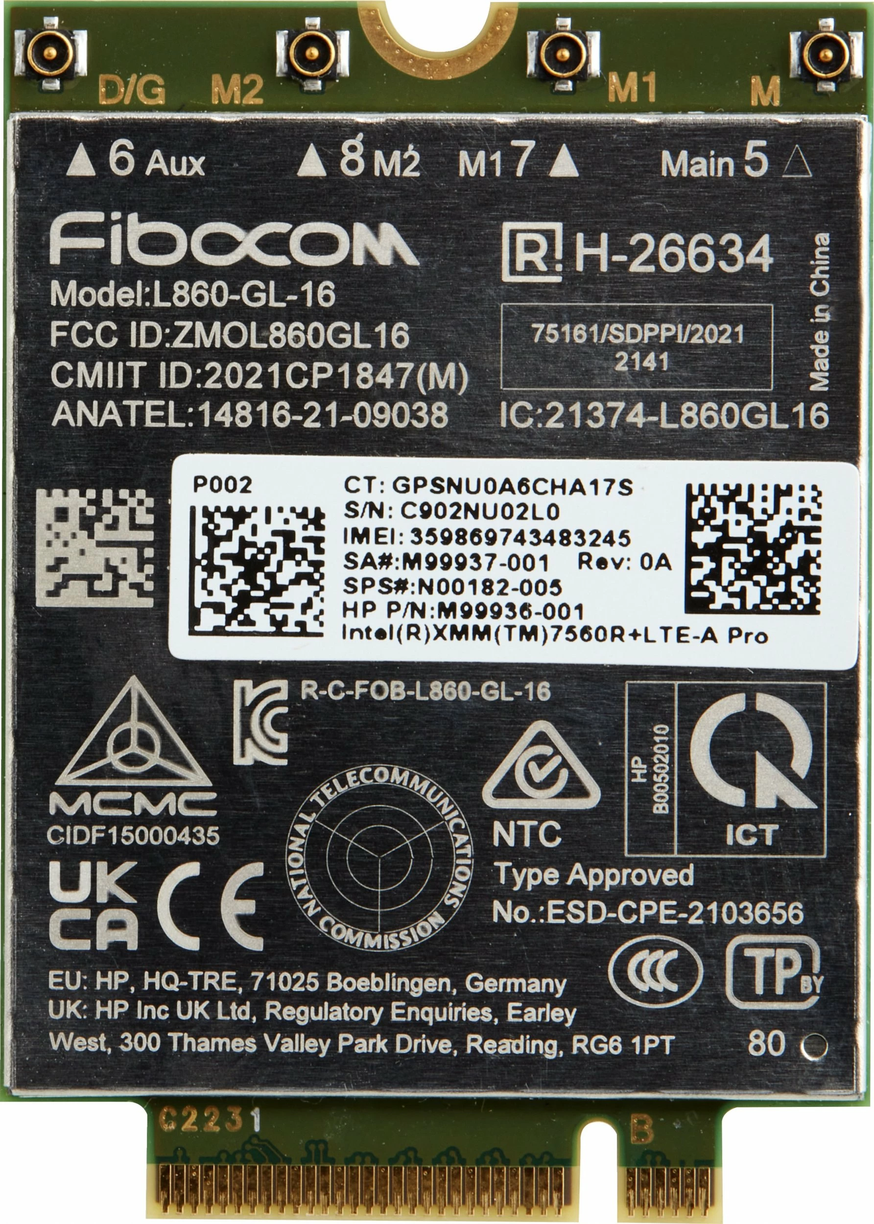 Kartelë rrjeti WWAN HP XMM 7560 R+ 4G LTE-AP M.2 150 Mb/s (7P993AA)