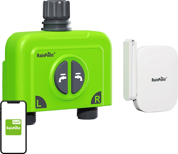 Kontrollues ujitjeje RainPoint HTV245FRF+HWG023WBRF me WiFi, 2 zona, i gjelbër