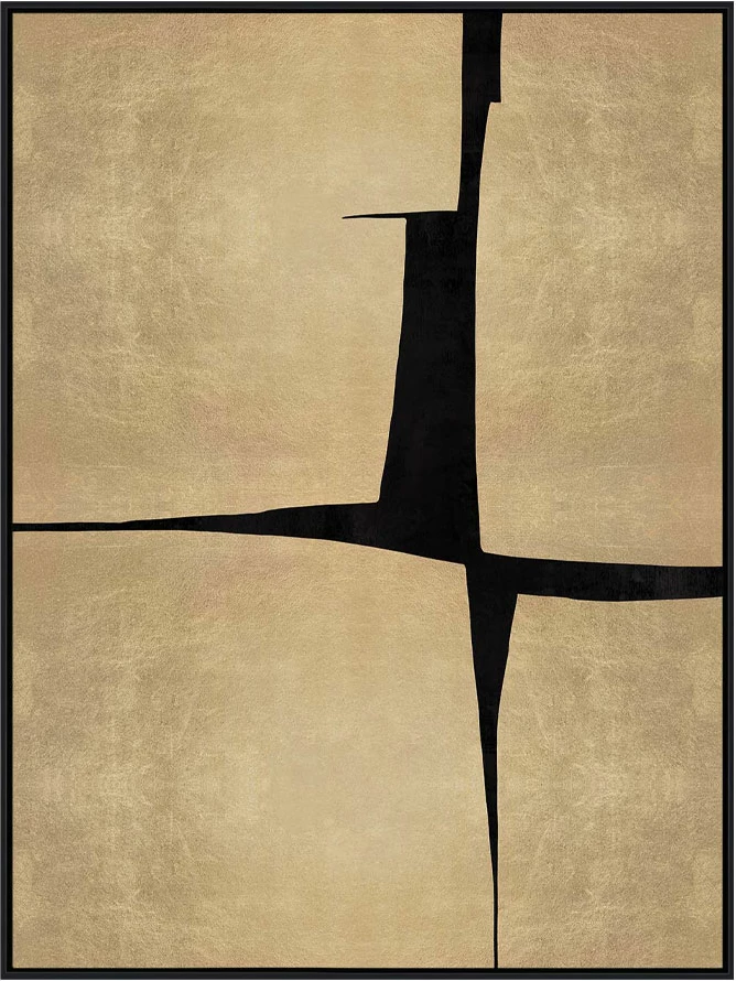 Pikturë dekorative Attraction, kanavacë, ngjyrë ari e zezë, MDF i zi, 90x120x4 cm