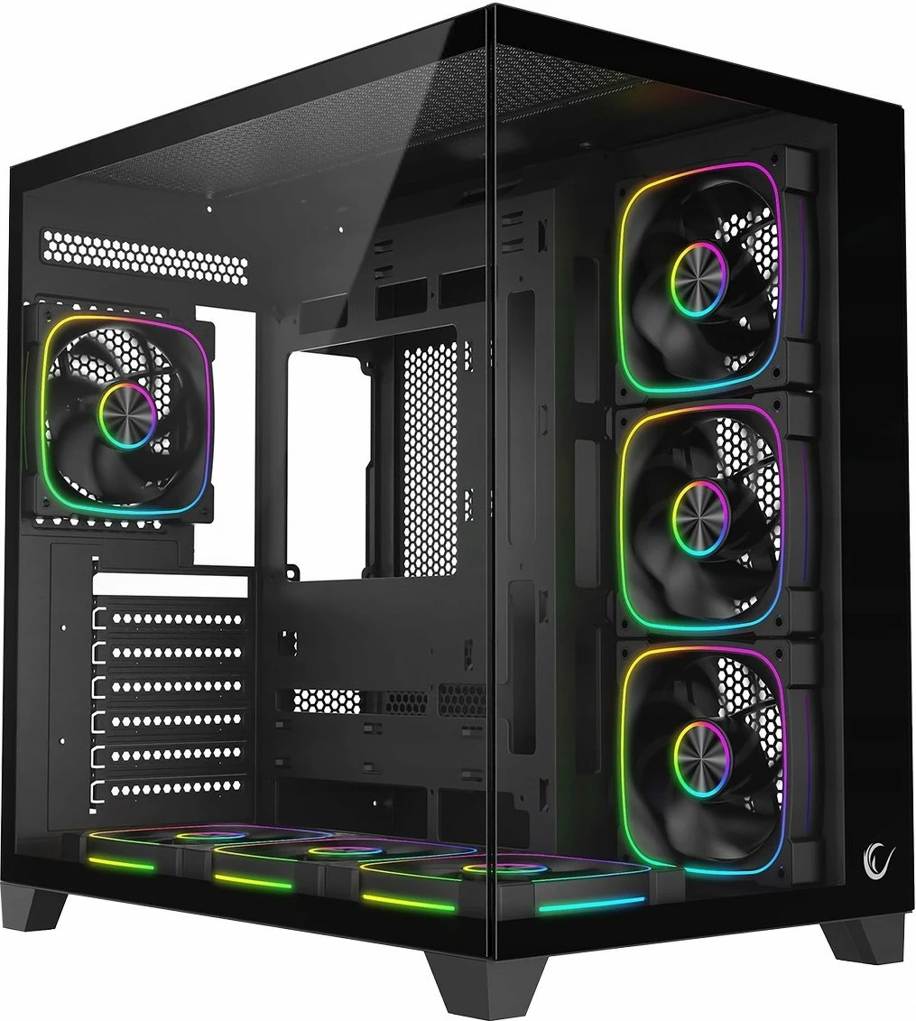 Kasë Rampage SEALITE-BLACK me xham të temperuar, 7x 120mm ARGB PWM, ATX/Micro-ATX/Mini-ITX, e zezë