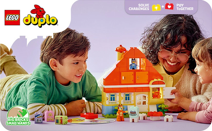 Set ndërtimi LEGO DUPLO 10459 Bluey’s Family House me lojë memorie, 83 copë, multikolor