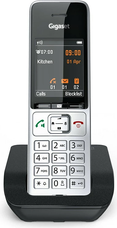 Telefon pa tel Gigaset COMFORT 500, DECT, Speakerphone, 200 kontakte, ID thirrësit, Ngjyrë e zezë dhe argjendtë
