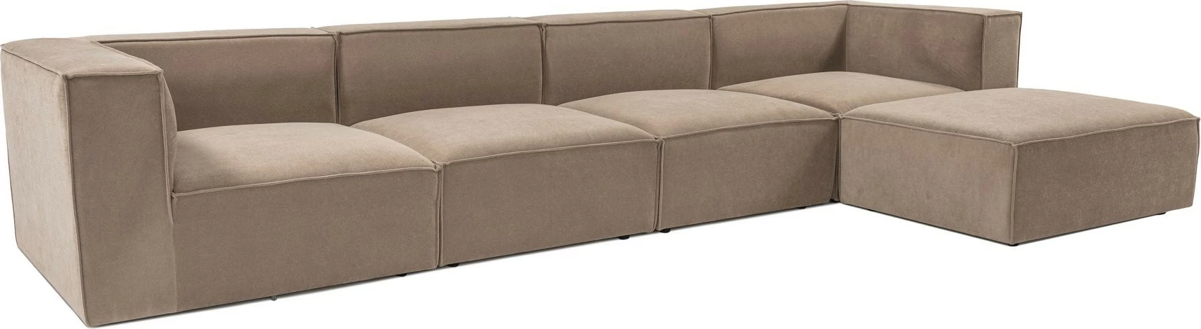 Kënd-sofë Sora me pouffe, ngjyrë kapuçino, Atelier del Sofa