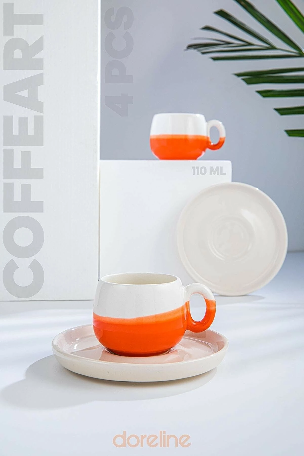 Set filxhanash kafeje (4 copë), Hermia Concept, portokalli, 96-359-6