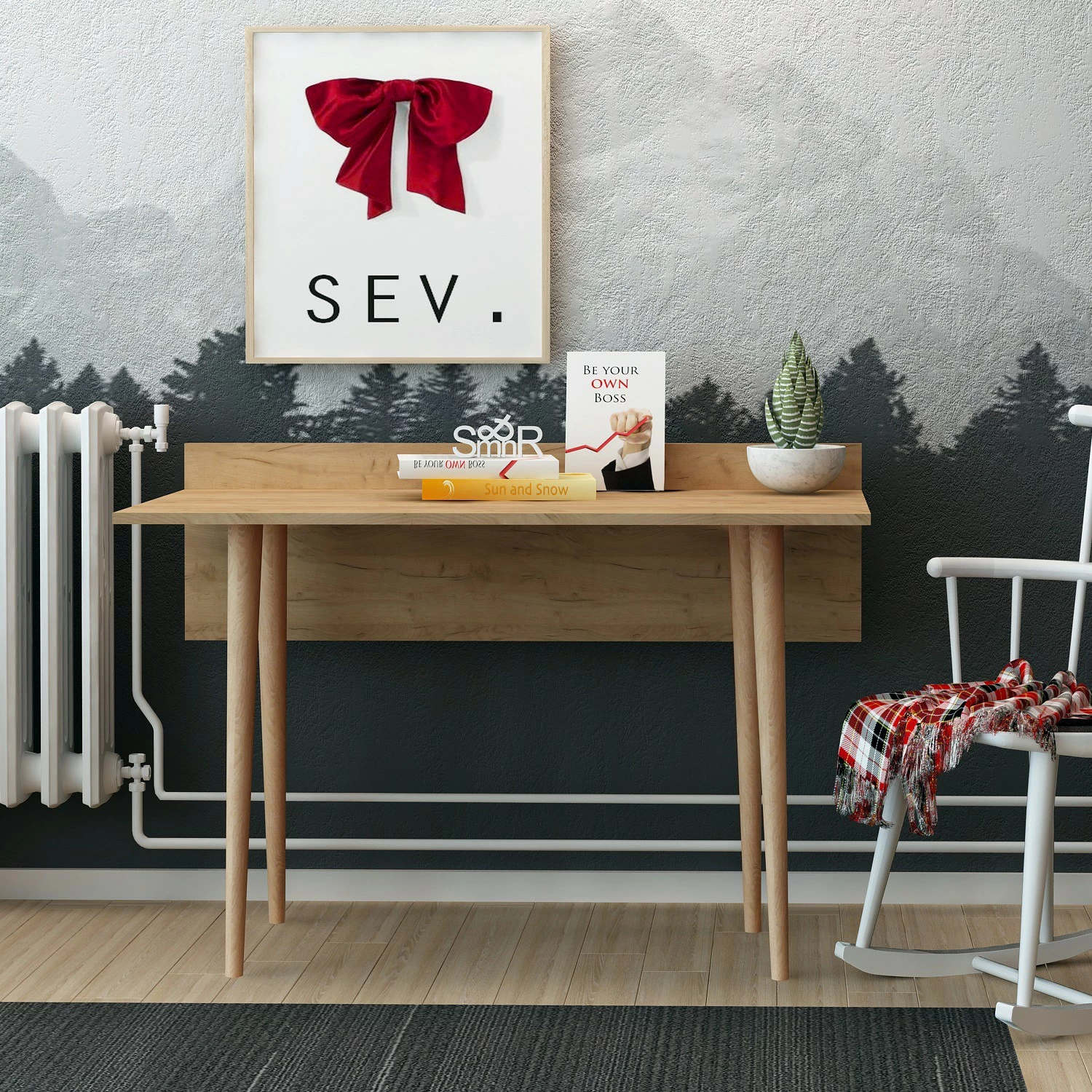 Tavolinë studimi Hanah Home, Imma, ngjyrë lisi