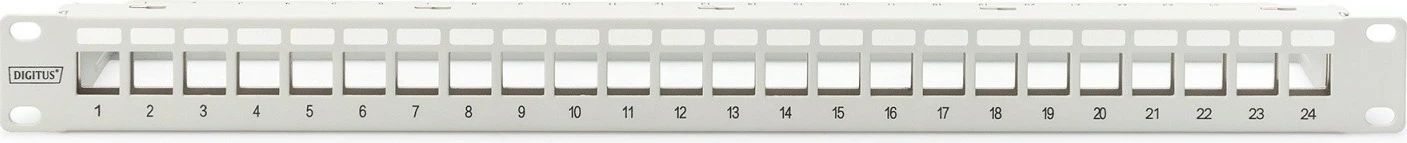 Patch panel Digitus DN-91410, 24 porta, modular, 1U, për module keystone, gri