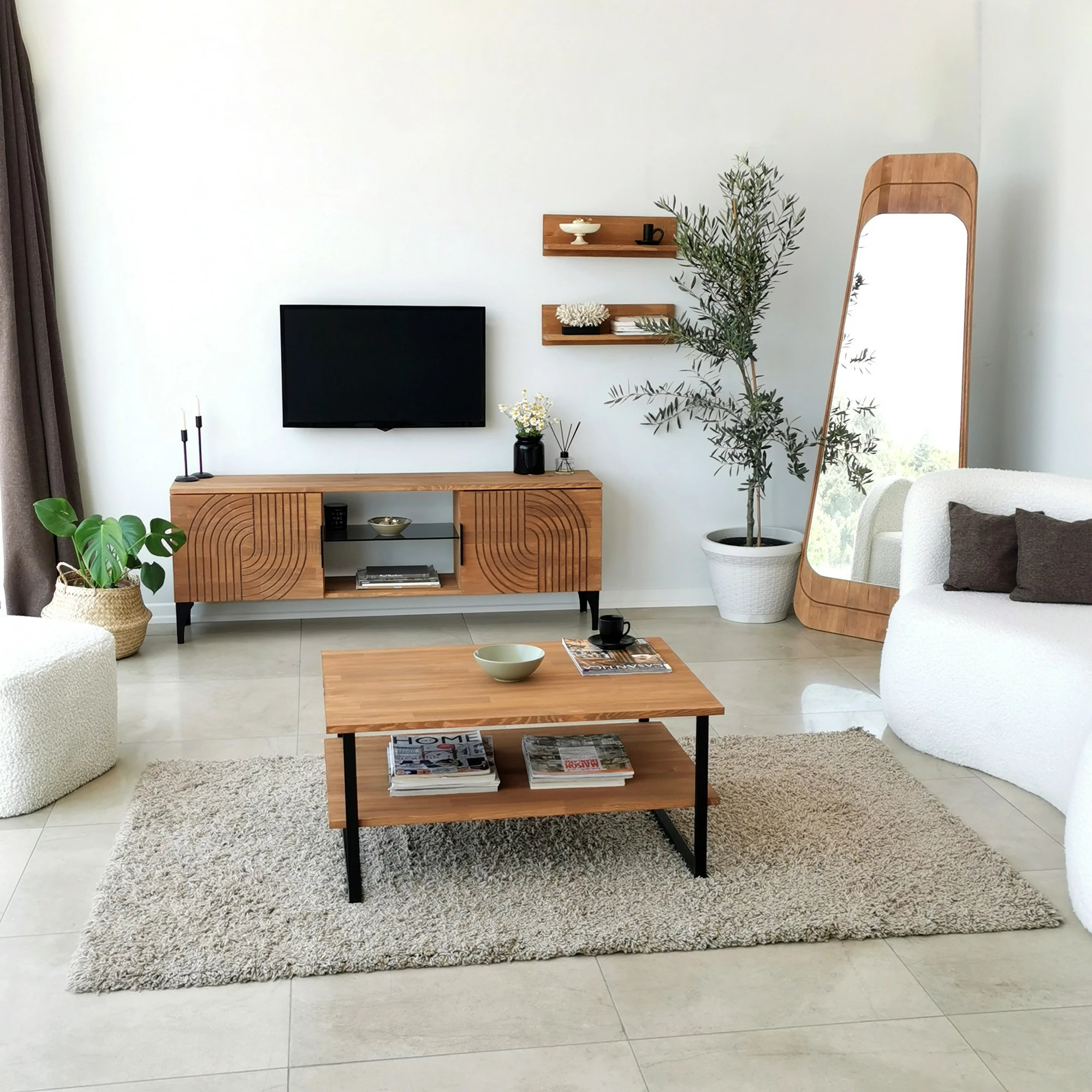 Komodë TV Hanah Home, Lidya, ngjyrë lisi