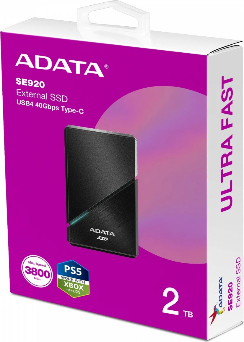 SSD i jashtëm Adata SE920, 2TB, USB4 Type-C, i zi