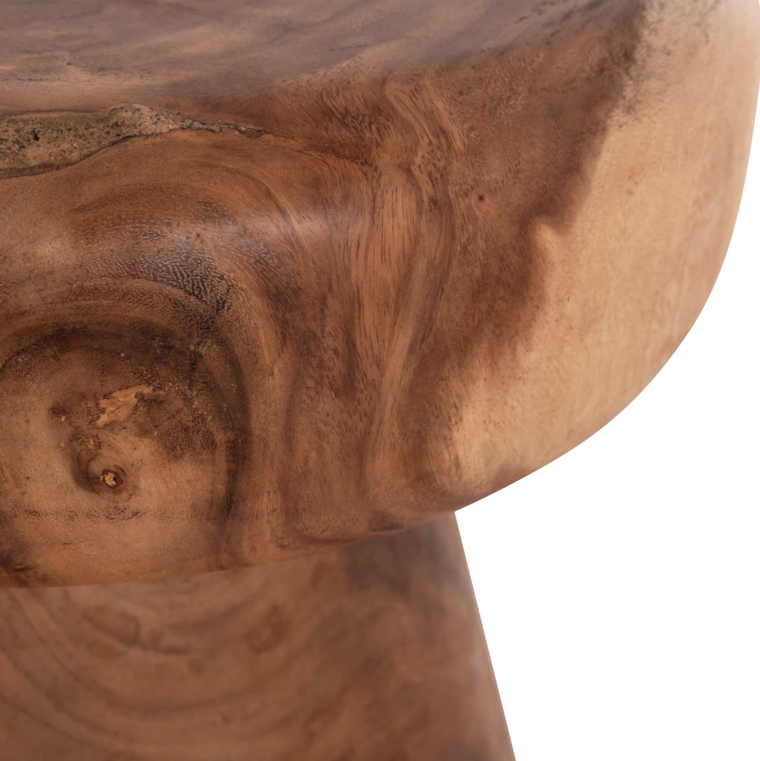 Tavolinë anësore e rrumbullakët CUPRE, dru suar i fortë, ngjyrë natyrale, FH9793.11, 40x45cm