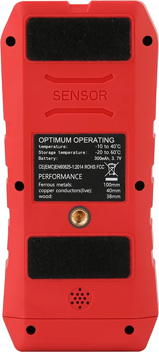 Skaner muri / detektor materiali, UNI-T UT387E, ekran 2.4", zbulim metal/druri/tela me rrymë deri 100 mm, bateri Li-ion me USB, e kuqe-gri