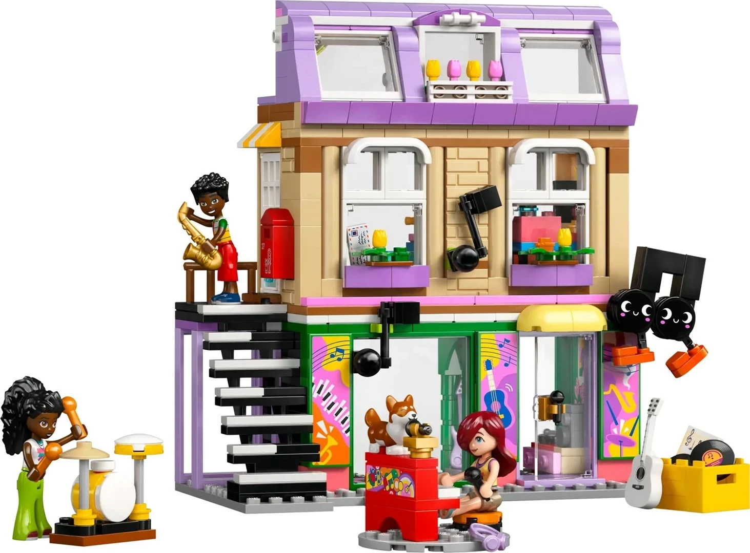 Set LEGO Friends Music Store & Apartment 42653, 3 minifigura, për fëmijë 7+