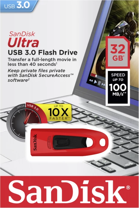 USB memorje SanDisk Ultra SDCZ48-032G-U46R 32GB USB 3.0 80MB/s, e kuqe