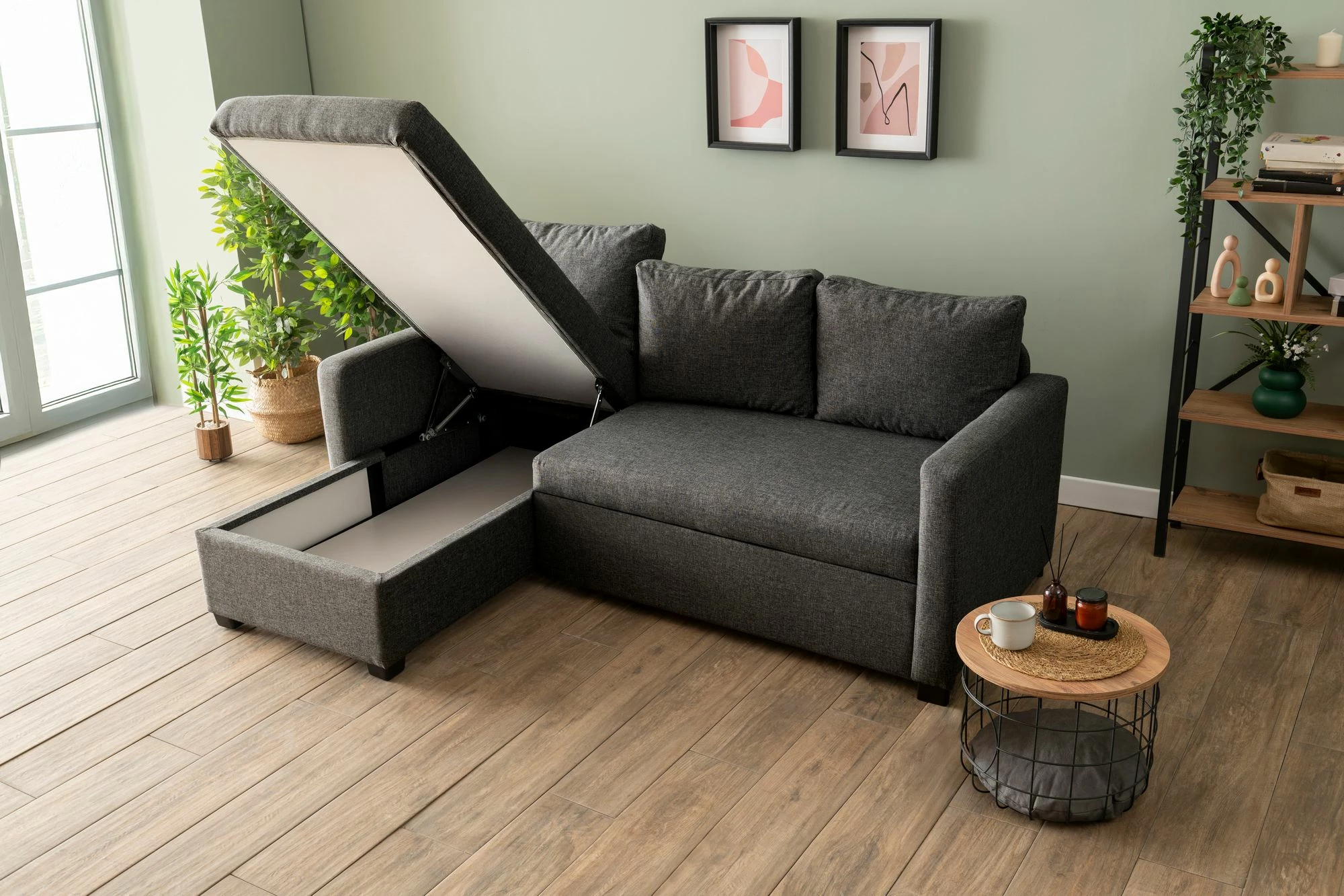 Kënd-sofë krevate Atelier del Sofa, ngjyrë gri e errët