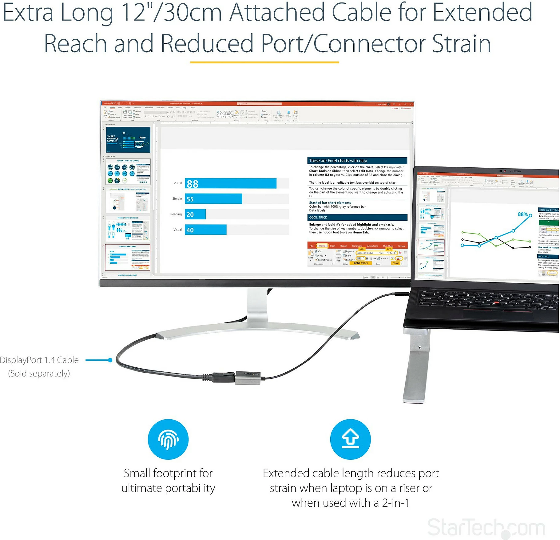 Adapter USB-C në DisplayPort StarTech, DP 1.4, 8K/4K 60Hz, 30cm, zi/gri