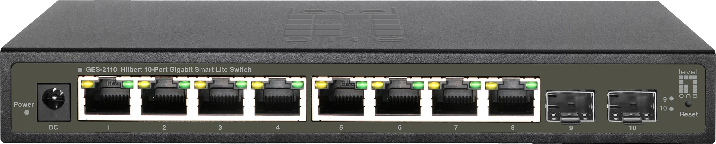 Switch LevelOne Hilbert 10-Port Gigabit Smart Lite, 8 x Gigabit RJ45, 2 x Gigabit SFP
