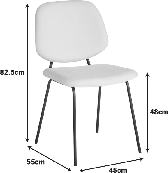 Karrige Pietro I, set prej 4 copash, material tekstili bezhë, këmbë metalike të zeza, 45x55x82.5cm