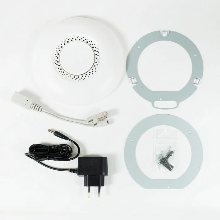 Access Point MIKROTIK RBcAP2nD 2.4GHz Wi‑Fi 4 300Mbps PoE, i bardhë, set me PoE injector + adapter rryme + kit montimi