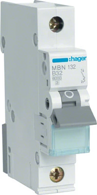 Automat sigurie Hager MBN132, 1-pol, B32A, 6kA, 1 modul