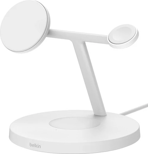 Stacion karikimi pa kabllo Belkin BoostCharge Pro 3-in-1 Qi2, 15W, MagSafe, i bardhë