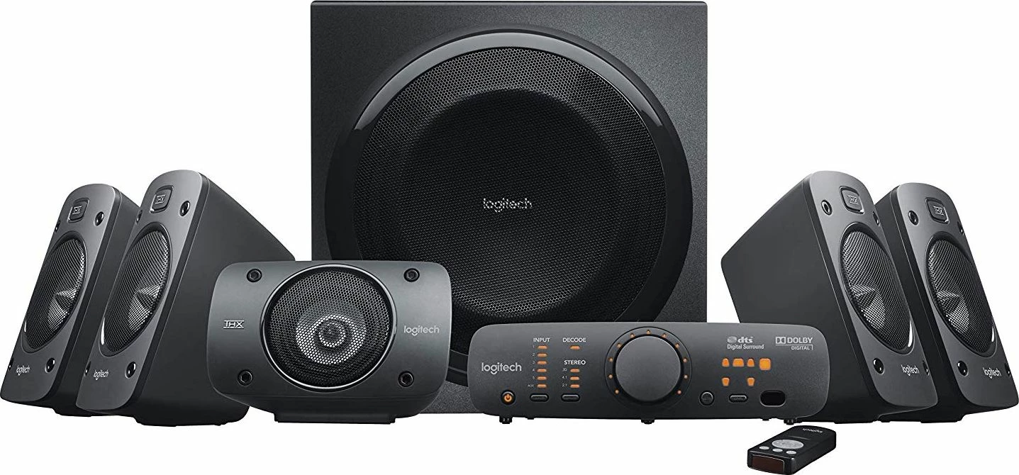 Altoparlantë Logitech Z906 980-000468, 5.1, 500W RMS (1000W peak), THX, Dolby Digital/DTS, të zeza, set 6 copë