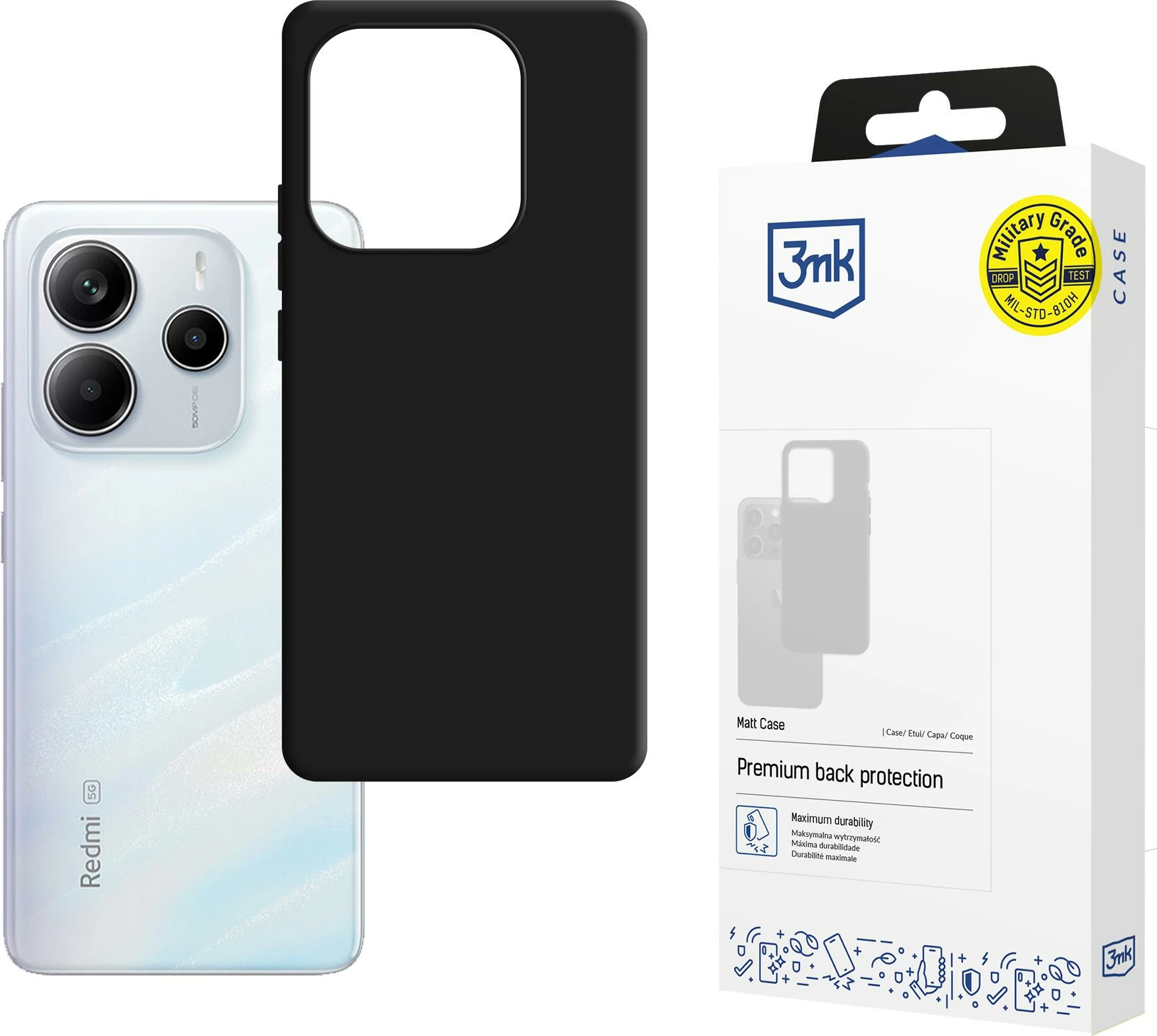Mbështjellës 3mk Matt Case për Xiaomi Redmi Note 14 5G, i zi